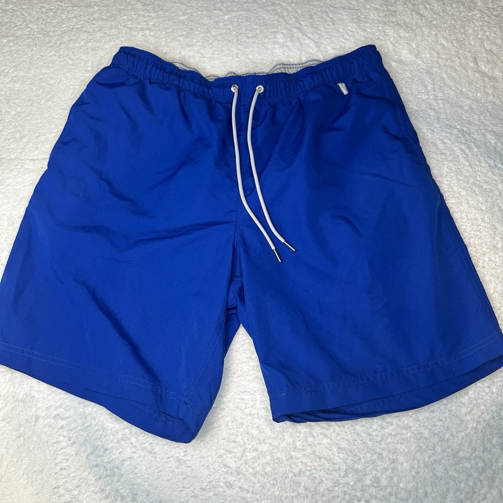 Lands' End‎ Royal Blue Mesh Lined Swim Trunks Suit Nylon Short Mens L